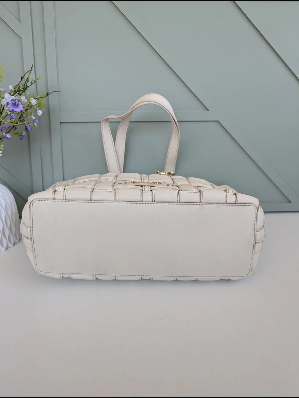 Michael Kors Cream Woven Leather Tote